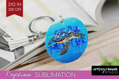 Sea Turtle Floral Keychain PNG Sea Blue Keychain Sublimation Product Image 1