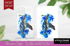 Sea Turtle Floral Phone Case PNG Blue Flowers Case PNG Product Image 1