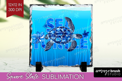 Sea Turtle Floral Slate PNG Sea Blue Square Slate Product Image 1