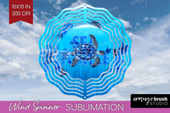 Sea Turtle Floral Wind Spinner Sublimation PNG Sea Blue Product Image 1