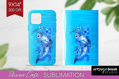 Seal Floral Phone Case PNG Sea Blue Case PNG Sublimation Product Image 1