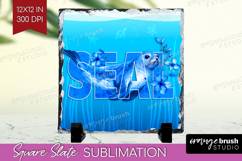 Seal Floral Slate PNG Sea Blue Square Slate Sublimation Product Image 1
