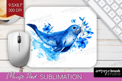 Seal Floral Mouse Pad Sublimation Blue Flowers Mousepad PNG Product Image 1