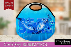 Seal Floral Lunch Bag Sea Blue Lunch Bug PNG Sublimation Product Image 1