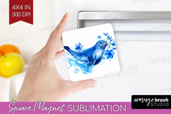 Seal Floral Magnet Sublimation Blue Flowers Square Magnet Product Image 1