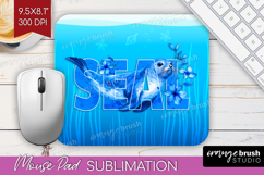 Seal Floral Mouse Pad Sublimation Sea Blue Mousepad PNG Product Image 1