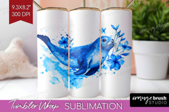 Seal Floral Tumbler Wrap Blue Flowers Tumbler PNG Product Image 1