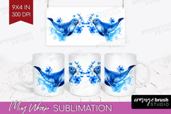 Seal Floral Mug Wrap Blue Flowers Mug PNG Sublimation Product Image 1