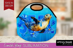 Seal Floral Lunch Bag Sea Blue Lunch Bug PNG Sublimation Product Image 1
