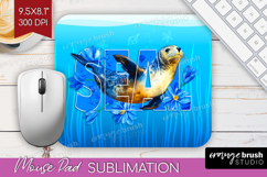 Seal Floral Mouse Pad Sublimation Sea Blue Mousepad PNG Product Image 1
