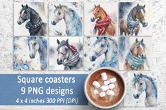 Christmas horse coaster|Square coaster sublimation| Bundle Product Image 1