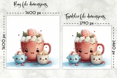 Christmas Lunch Bag Print | Kawaii Hot Chocolate and Cookies Product Image 2