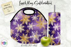Shimmering Golden Snowflakes Lunch Bag | Snowflakes Tumbler Product Image 1