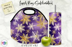 Shimmering Golden Snowflakes Lunch Bag | Snowflakes Tumbler Product Image 1