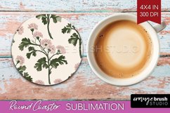 Vintage Flowers Round Coaster - Floral Coaster PNG Product Image 1