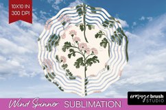 Vintage Flowers Wind Spinner Sublimation PNG - Floral Round Product Image 1