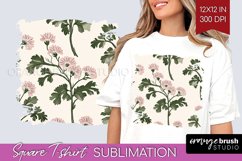 Vintage Flowers Square Tshirt Background - Floral PNG Product Image 1