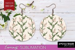 Vintage Flowers Round Earrings - Floral PNG Sublimation Product Image 1
