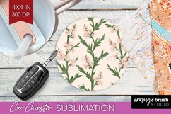 Vintage Flowers Car Coaster - Floral Coaster PNG Sublimation Product Image 1
