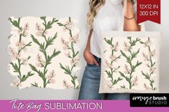 Vintage Flowers Tote Bag - Floral Tote Bag PNG Sublimation Product Image 1