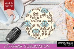 Vintage Flowers Car Coaster - Floral Coaster PNG Sublimation Product Image 1