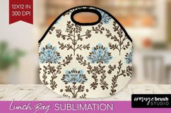Vintage Flowers Lunch Bag - Floral Lunch Bug PNG Sublimation Product Image 1