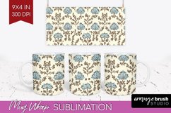 Vintage Flowers Mug Wrap - Floral Mug PNG Sublimation Product Image 1