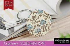 Vintage Flowers Keychain PNG - Floral Keychain Sublimation Product Image 1