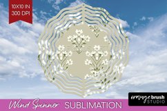 Vintage Flowers Wind Spinner Sublimation PNG - Floral Round Product Image 1