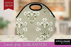 Vintage Flowers Lunch Bag - Floral Lunch Bug PNG Sublimation Product Image 1