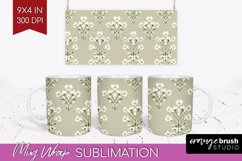 Vintage Flowers Mug Wrap - Floral Mug PNG Sublimation Product Image 1