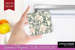 Vintage Flowers Magnet Sublimation - Floral Square Magnet Product Image 1