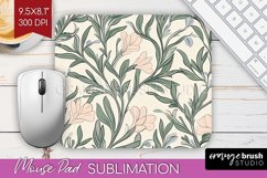 Vintage Flowers Mouse Pad Sublimation - Floral Mousepad PNG Product Image 1