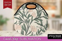 Vintage Flowers Lunch Bag - Floral Lunch Bug PNG Sublimation Product Image 1
