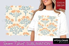 Vintage Flowers Square Tshirt Background - Floral PNG Product Image 1