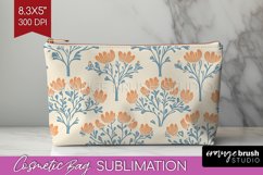 Vintage Flowers Cosmetic Bag - Floral Makeup Bag PNG Product Image 1