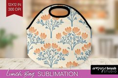 Vintage Flowers Lunch Bag - Floral Lunch Bug PNG Sublimation Product Image 1