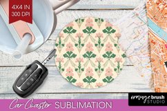 Vintage Flowers Car Coaster - Floral Coaster PNG Sublimation Product Image 1