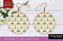 Vintage Flowers Round Earrings - Floral PNG Sublimation Product Image 1