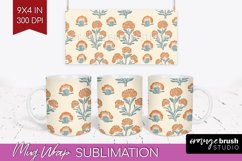 Vintage Flowers Mug Wrap - Floral Mug PNG Sublimation Product Image 1