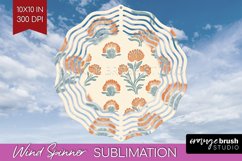 Vintage Flowers Wind Spinner Sublimation PNG - Floral Round Product Image 1