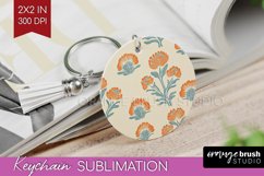 Vintage Flowers Keychain PNG - Floral Keychain Sublimation Product Image 1