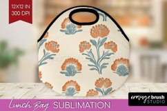 Vintage Flowers Lunch Bag - Floral Lunch Bug PNG Sublimation Product Image 1