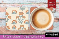 Vintage Flowers Square Coaster - Floral Coaster PNG Product Image 1