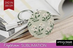 Vintage Flowers Keychain PNG - Floral Keychain Sublimation Product Image 1