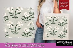 Vintage Flowers Tote Bag - Floral Tote Bag PNG Sublimation Product Image 1