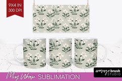 Vintage Flowers Mug Wrap - Floral Mug PNG Sublimation Product Image 1