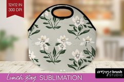 Vintage Flowers Lunch Bag - Floral Lunch Bug PNG Sublimation Product Image 1