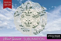 Vintage Flowers Wind Spinner Sublimation PNG - Floral Round Product Image 1