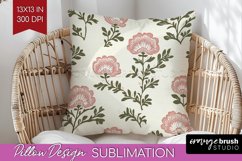 Vintage Flowers Pillow Sublimation - Floral Pillow Cover PNG Product Image 1